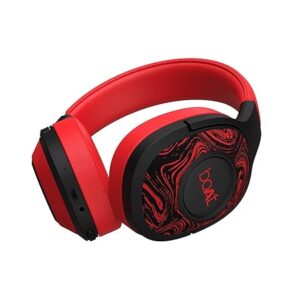 boat rockerz 558 bluetooth wireless over ear headphones with mic upto 20 hours playback, 50mm drivers, soft padded ear cushions and physical noise isolation (red)