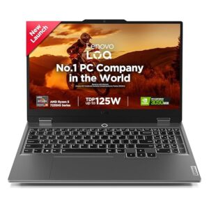 lenovo loq amd ryzen 5 7235hs | nvidia rtx 3050 6gb (16gb ram/512gb ssd/144hz refresh rate/15.6" (39.6cm)/windows 11/office home 2024/3 mon. game pass/grey/2.4kg), 83jc00lrin ai gaming laptop