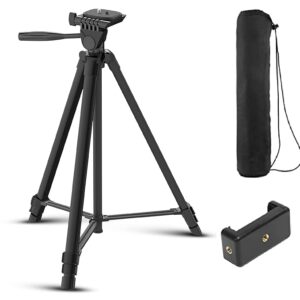 digitek (dtr 480lw) 57 inch portable aluminium alloy tripod with smartphone holder & 360° ball head, 3 section adjustment, 2kg load capacity, carry bag, compatible with smartphone, video camera, dslr.